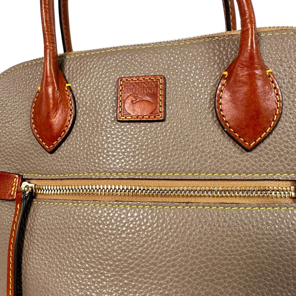 Dooney & Bourke Pebbled Leather Domed Satchel Taupe Brown Large Crossbody‎ Bag - Picture 3 of 15